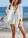 Deep V-Neck Loose Hollow Solid Color Mini Dress