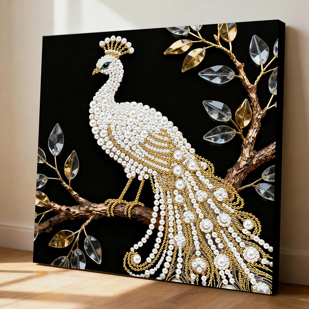 Peacock DIY Pearl Art Diamond Painting Kit for Adult Home Decor 25x25cm With Frame