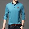Striped Neckline Embroidered Polo Shirt