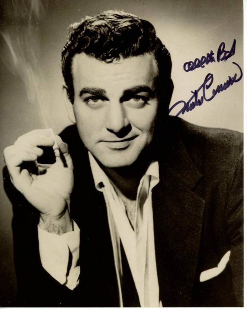 Mike connors signed autographed mannix smoking Photo Poster painting