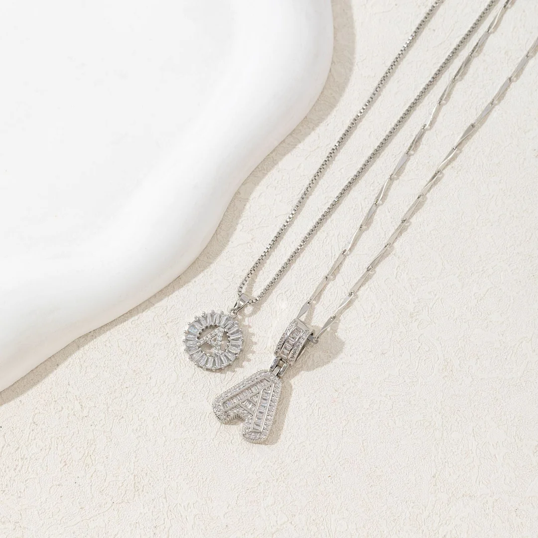 【Sliver】2 Pack - Initial Letter Pendant Necklaces