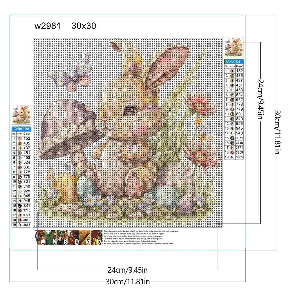 Full Round Diamond Painting 30*30cm - Bunny