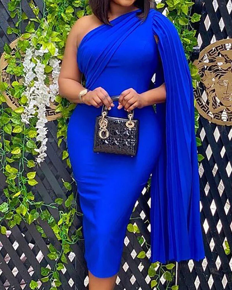 Fashion One-shoulder Bat Sleeve Dress