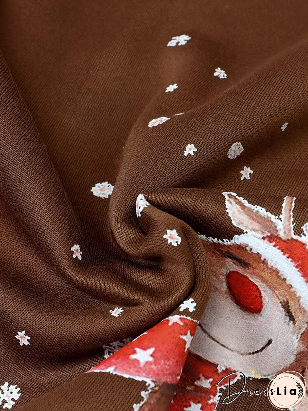 Christmas Cartoon Print Casual O-neck Loose Sweatshirt