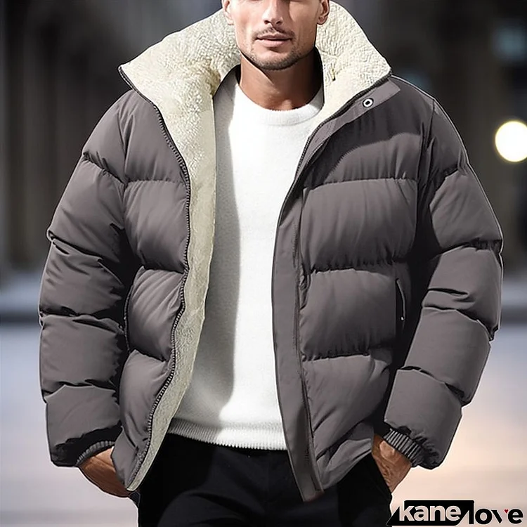 Men's Winter Coat Winter Jacket Puffer Jacket Zipper Pocket Polyster Pocket Outdoor Date Casual Daily Regular Fashion Casual Windproof Warm Winter Plain Jacket