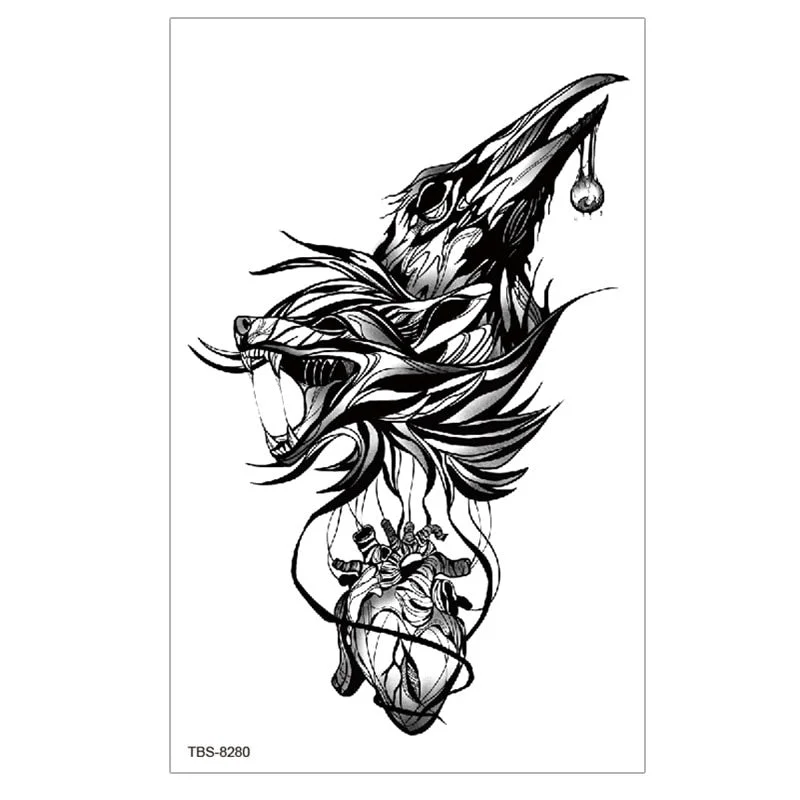 Waterproof Temporary Tattoo Sticker Lion Wolf Tiger Forest Tattoos Girl Mermaid Body Art Arm Fake Sleeve Tatoo Women Men