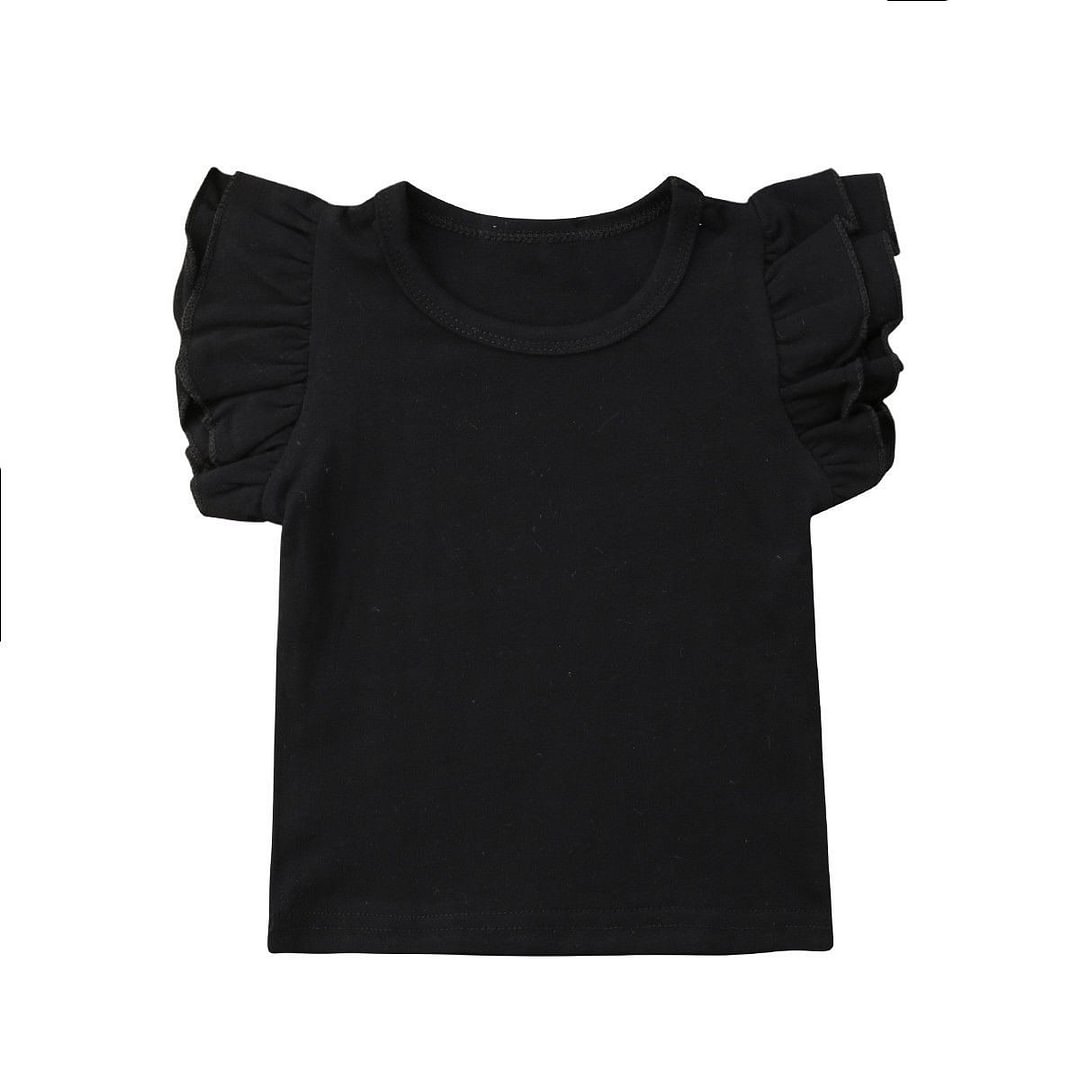 2019 Baby Summer Clothing Toddler Baby Girls Boy Flying Sleeves Tops Shirts Outfits Kid Solid Clothes Tee 0-4T