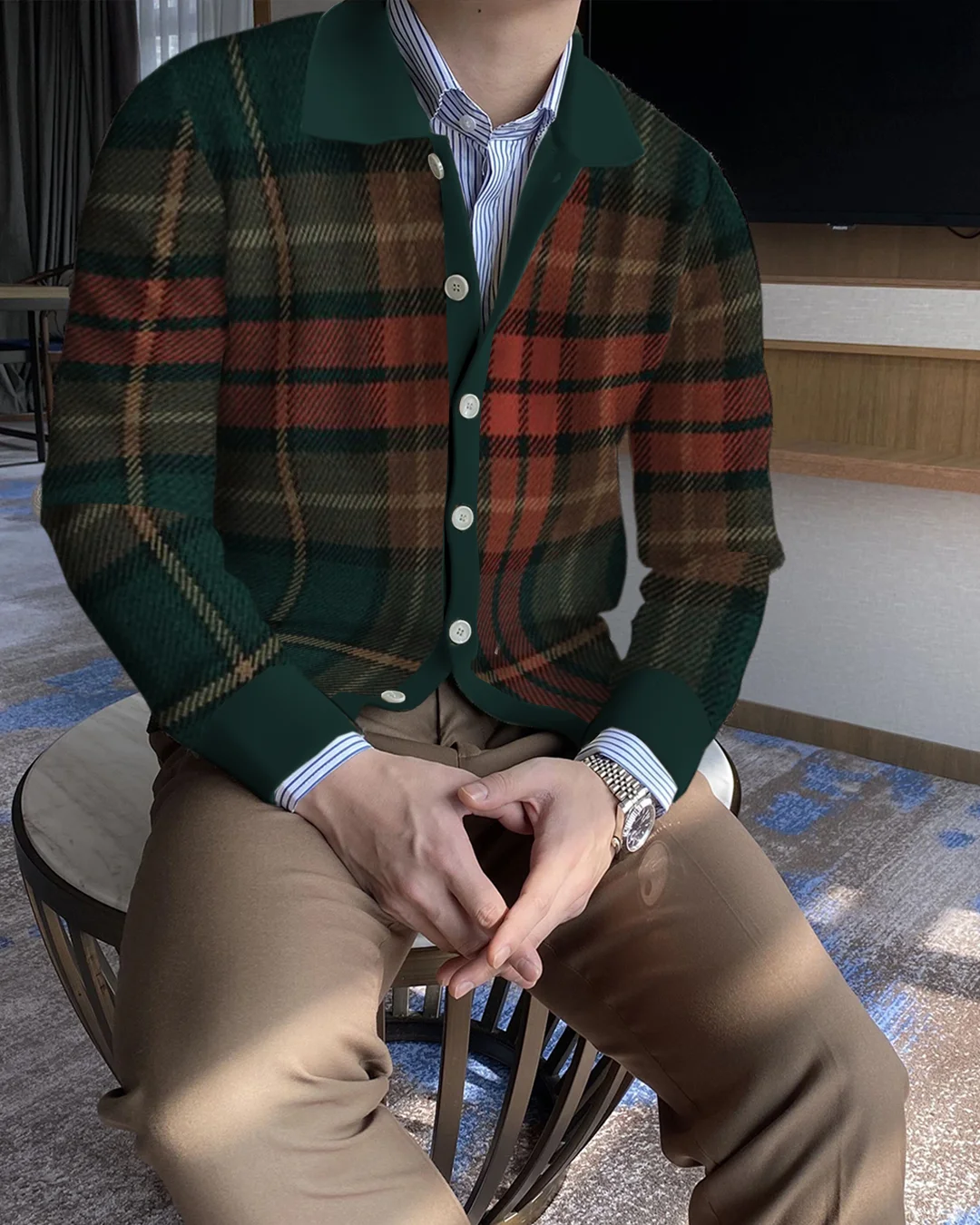 Men's Lapel Knitted Sweater Cardigan 894d