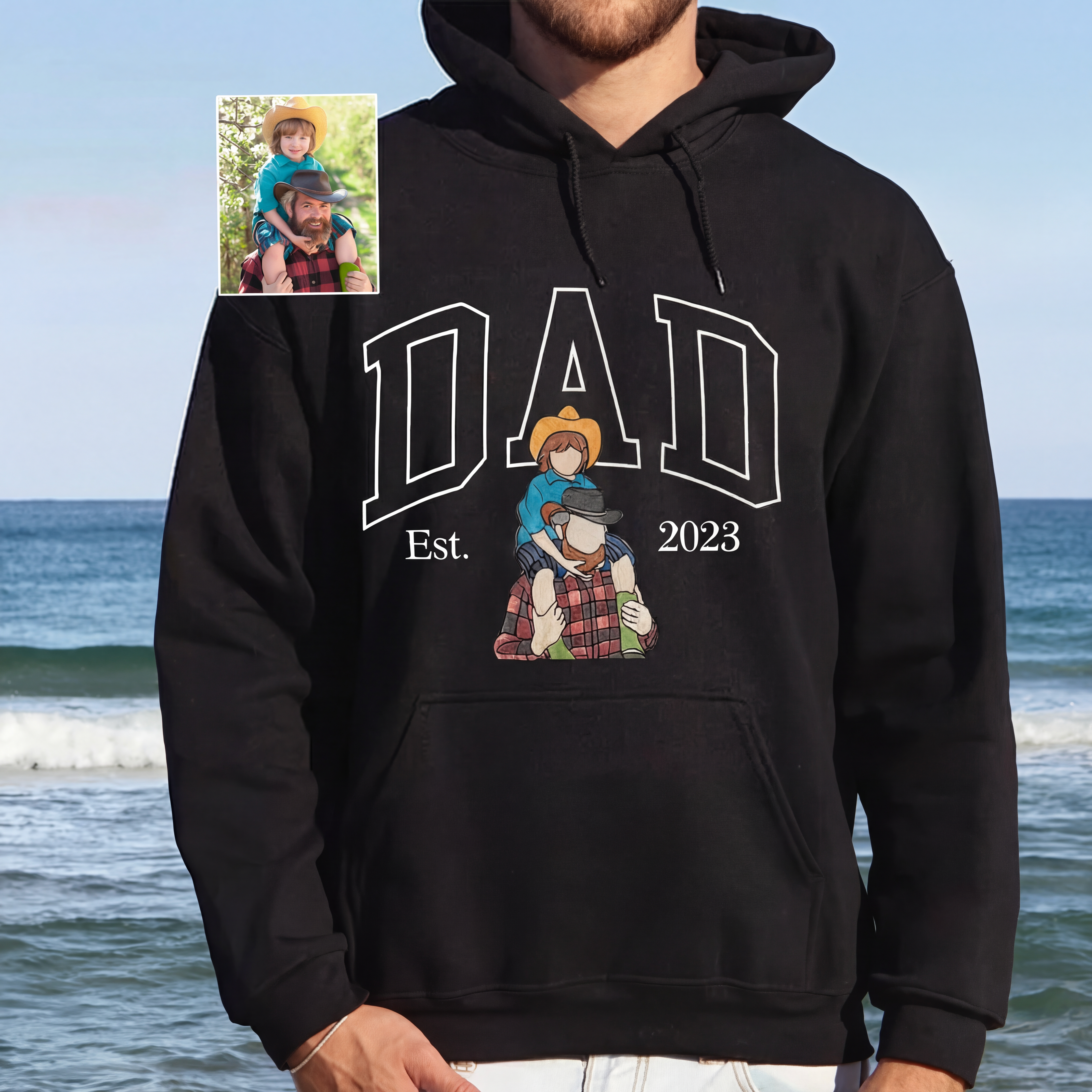 Custom Embroidered Dad Sweatshirt with Photo,Gift for Dad from Mom