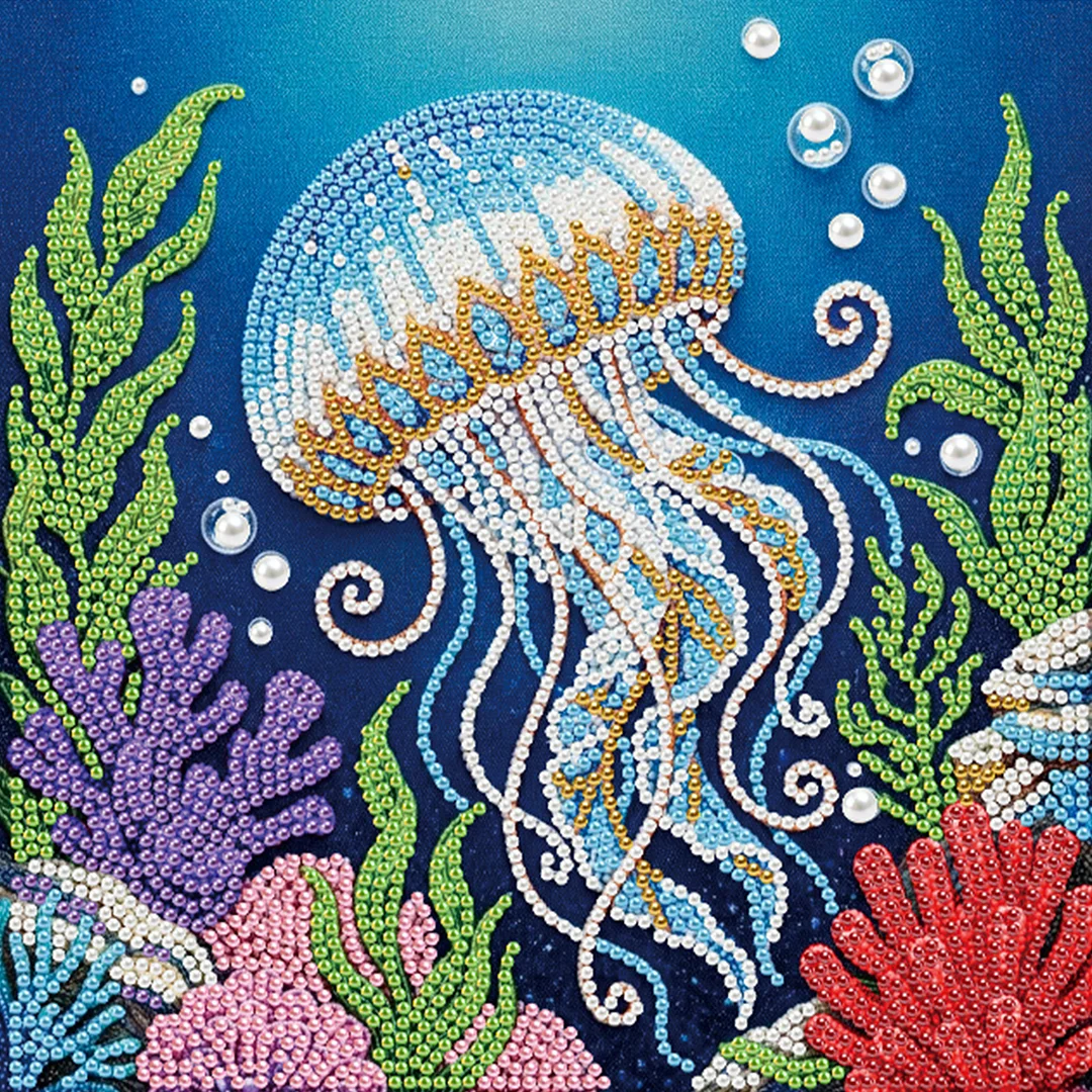 Jellyfish - DIY Pearl Diamond Art Kit With Frame 25*25cm