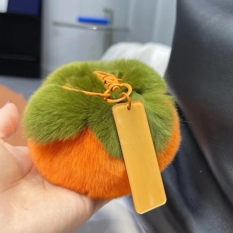 Imitation Rex Rabbit Fur Persimmon Pendant Persimmon Persimmon Ruyi Good Thing Happened Car Keychain Fur Ball Pendant Bag Ornaments Batch