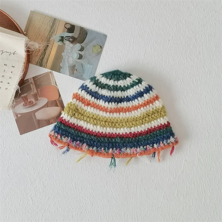 Baby Colorful Retro Style Tassels Bucket Hat