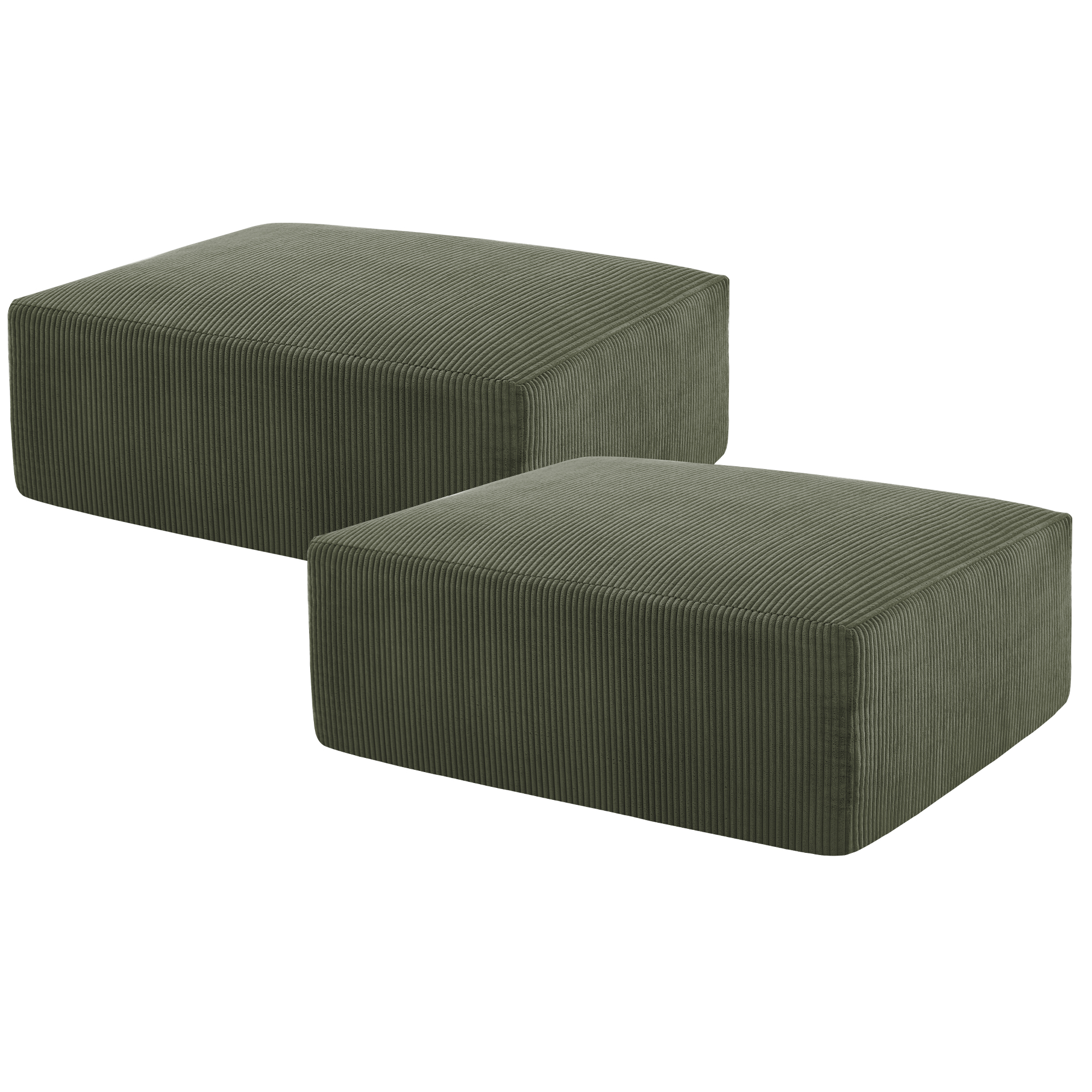 2-Pack Chaise Extension Cushions for 113" Modular Corduroy Sofa &ndash; U-Shaped Layout Add-Ons, No Assembly, Green