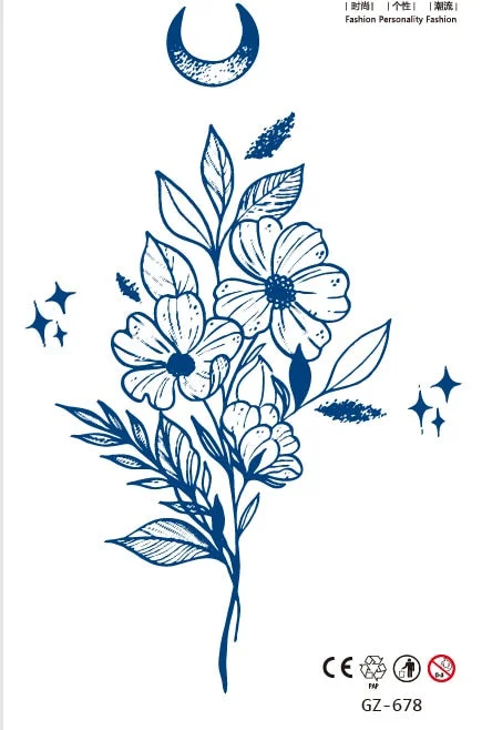 Temporary Waterproof Tattoos Stickers Creative Necklace Flower Juice Ink Lasting Girls Arm Neck Back Waist Buttocks Fake Tatoo