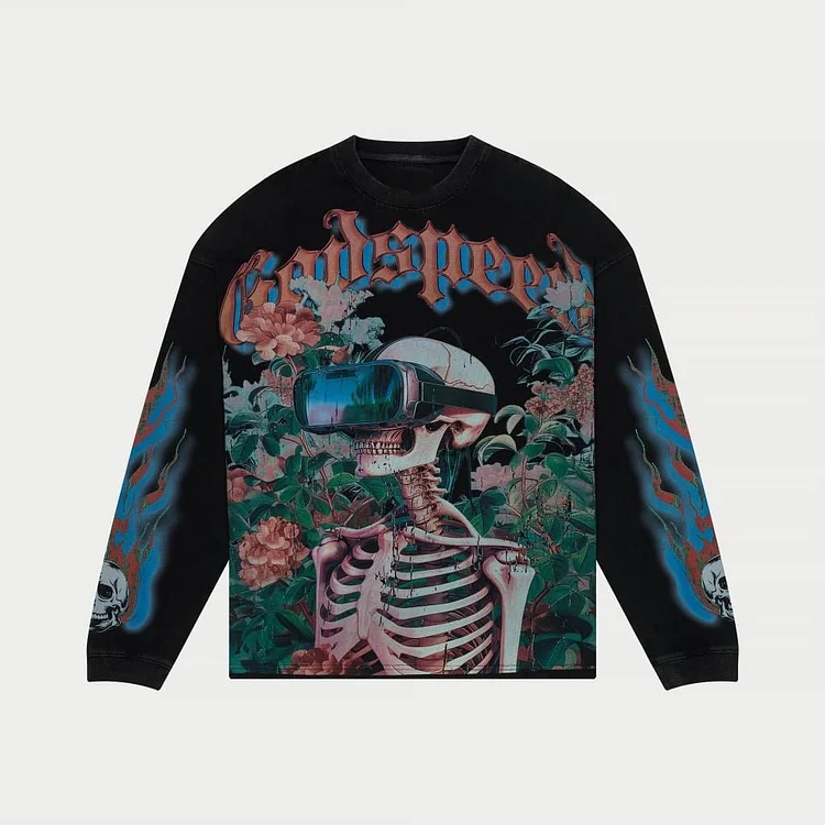 Vintage Dark Skeleton Long Sleeve T-shirt