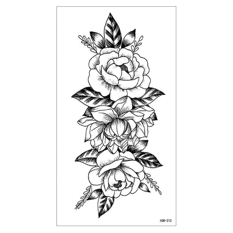 Waterproof Temporary Tattoo Sticker Snake Flower Rose Flash Tattoos Lace Fox Lion Bird Body Art Arm Skull Fake Sleeve Tattoo