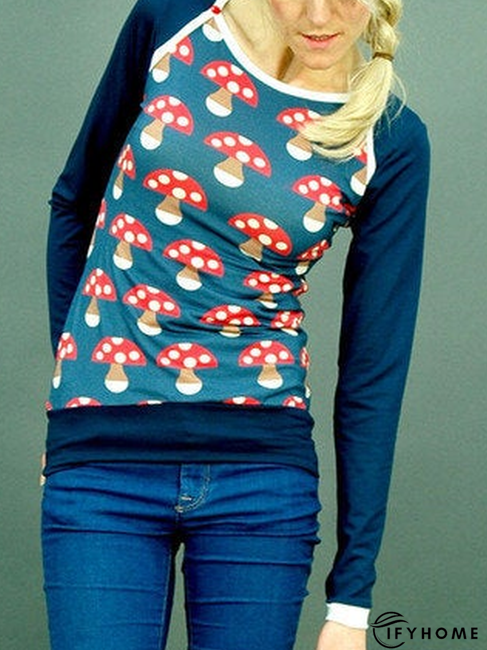 Printed Casual Loose Crew Neck Causal Top | IFYHOME