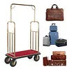 [US Local Warehouse] Hotel Luggage Cart 39Lx19Wx68H Inch Bellman Cart with 881lb Load Capacity 8-inch Silent Rubber Casters Carpet Deck Bumper Rails Hotel Service Trolley for Commercial Use Condos Resorts