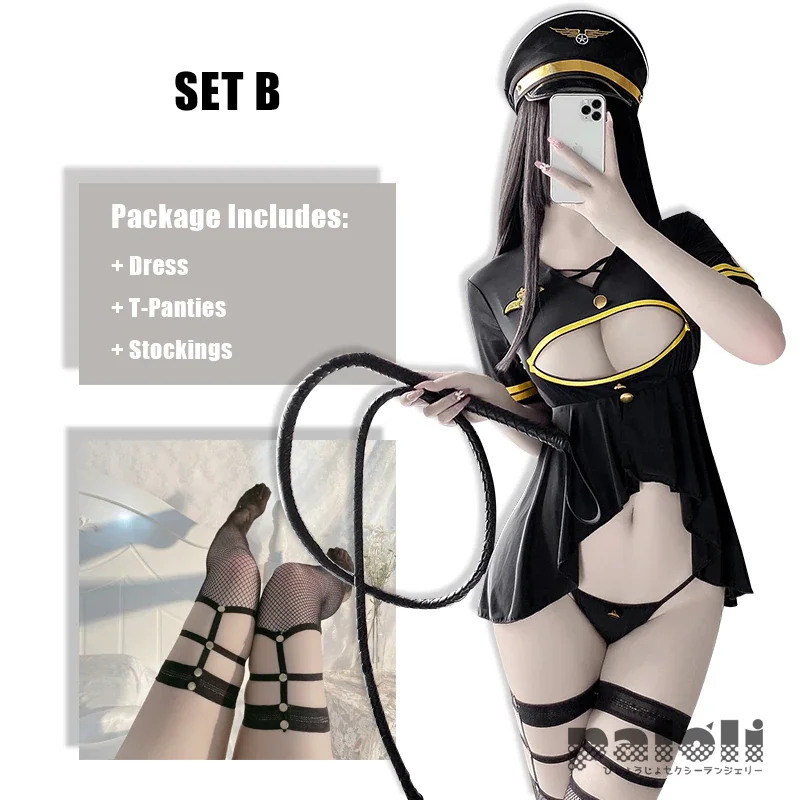 Billionm Paloli Sexy Policewoman Uniform Cosplay Erotic Outfit Fancy Party Dress Female Lingerie Open Chest Cop Officer Costume Suit 2021