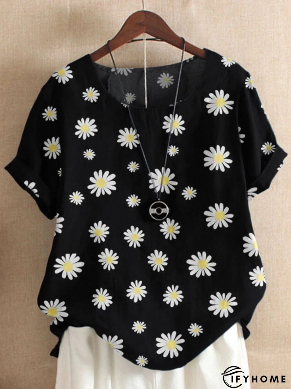 Casual Short Sleeve Round Neck Plus Size Tops | IFYHOME