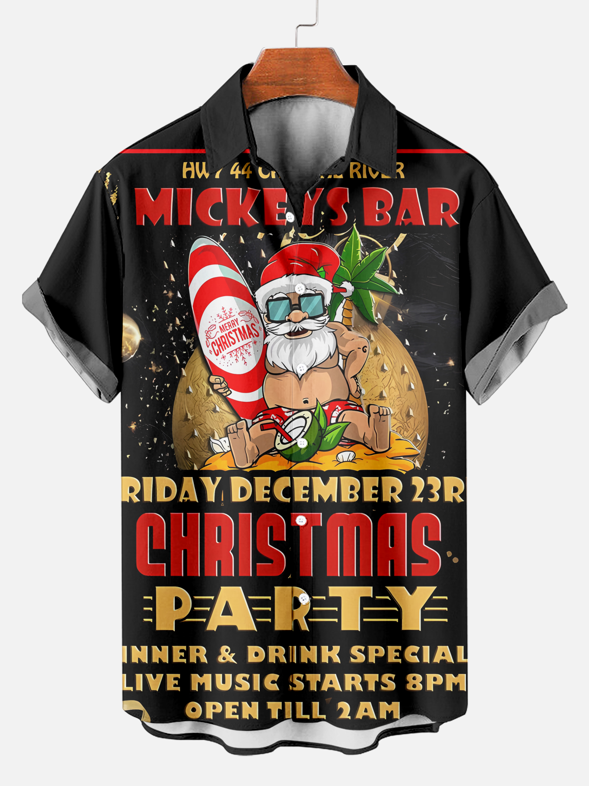 Men's Christmas Santa Print Shirt PLUSCLOTHESMAN