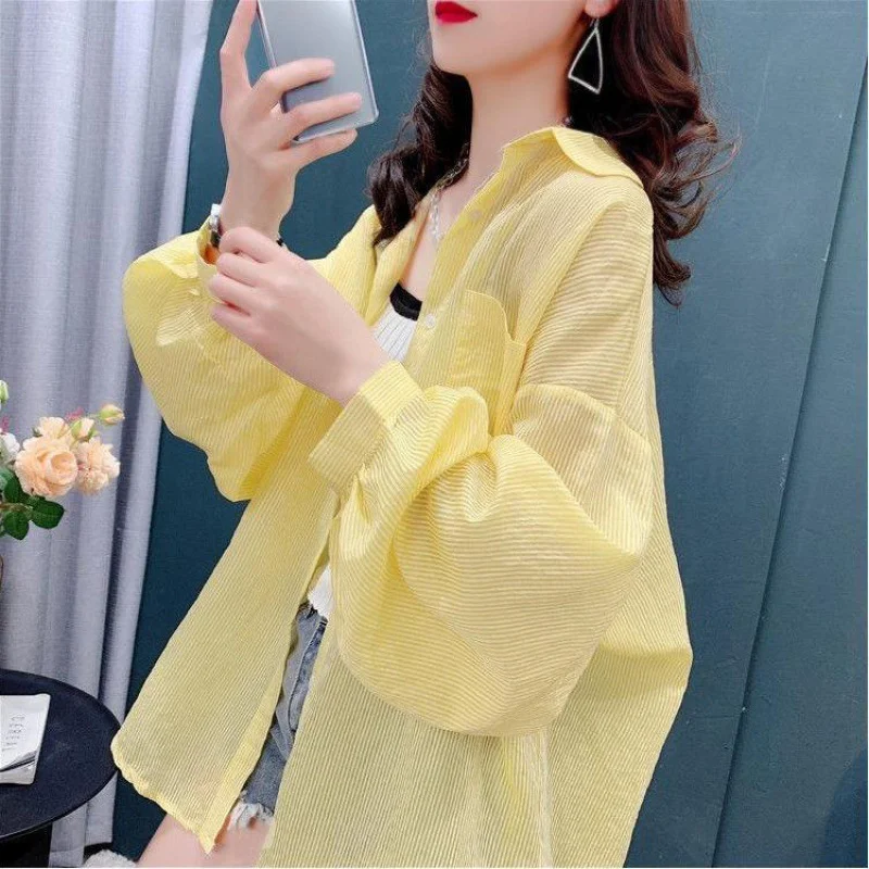 Uveng Uveng UV Protection Sun Protection Women Summer New Loose Beach Long Sleeves Open Shirt Breathable Shirt Jacket