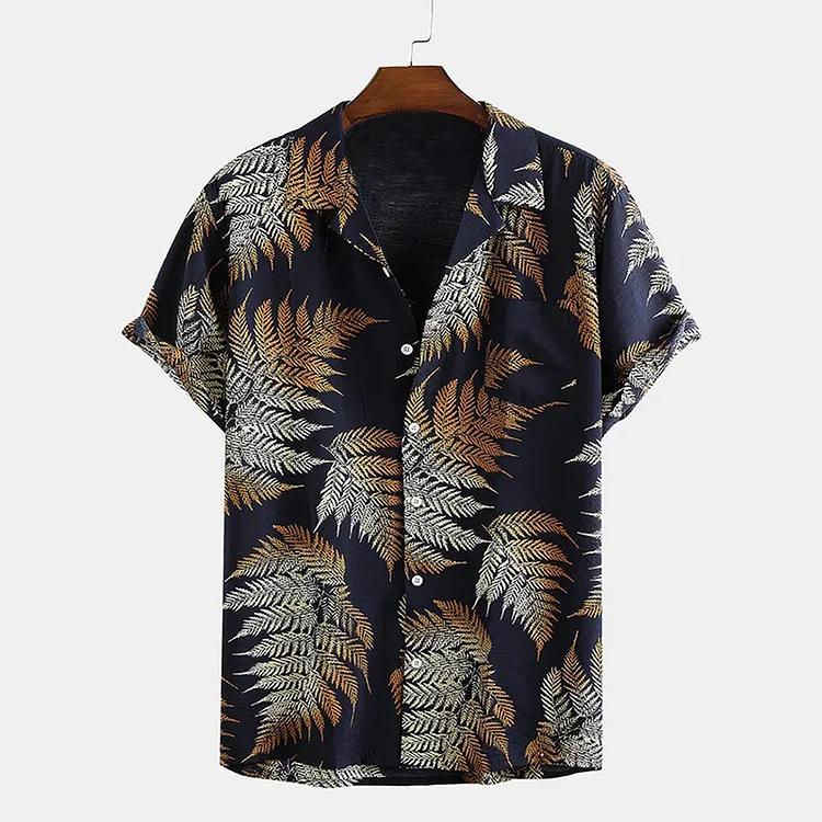 BrosWear Vacation All Over Leaf Short Sleeve Shirt