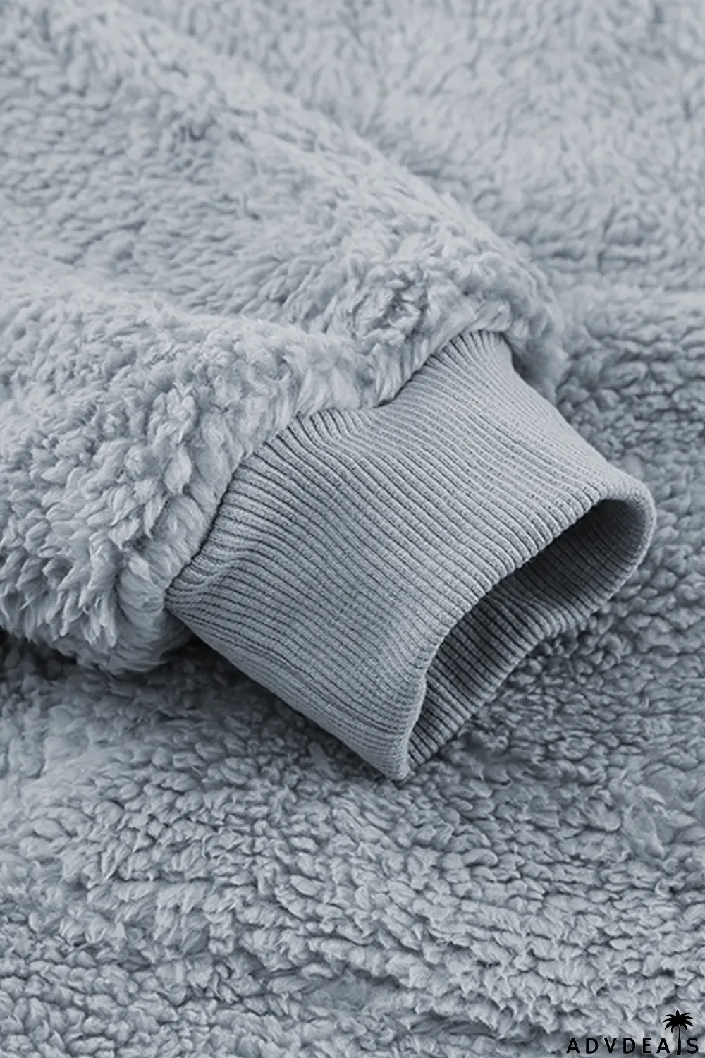 Gray 1/4 Zip Hooded Sherpa Sweatshirt with Kangaroo