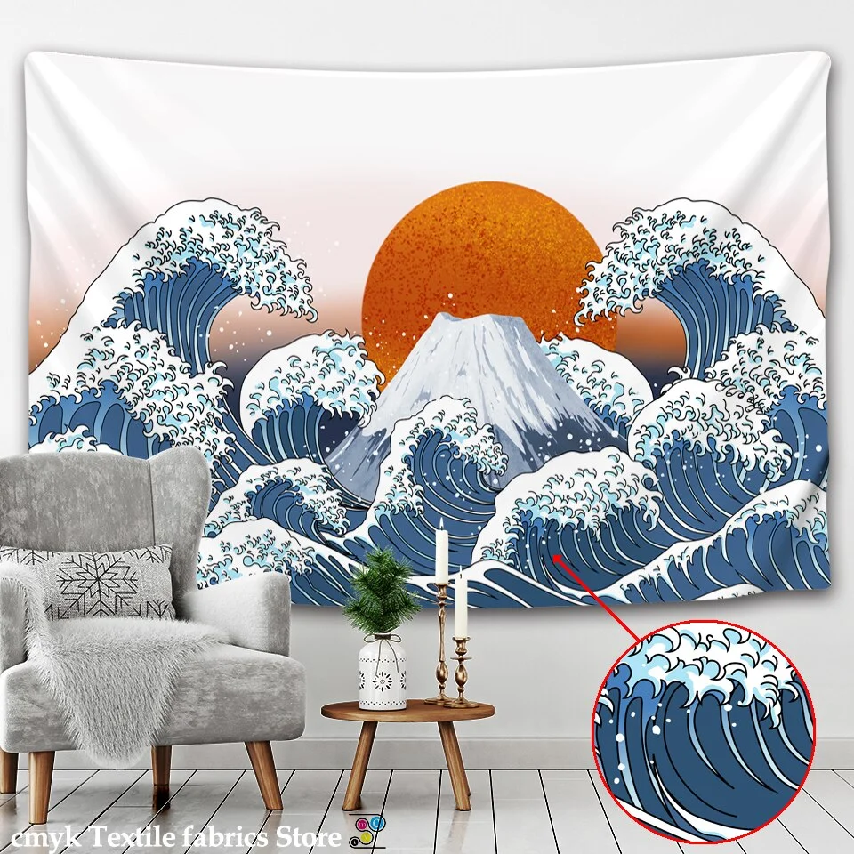 hippie decor Tapestry Wall Hanging Great Wave Kanagawa Wall Tapestry with Art Nature Home Decorations for Living Room Bedroom
