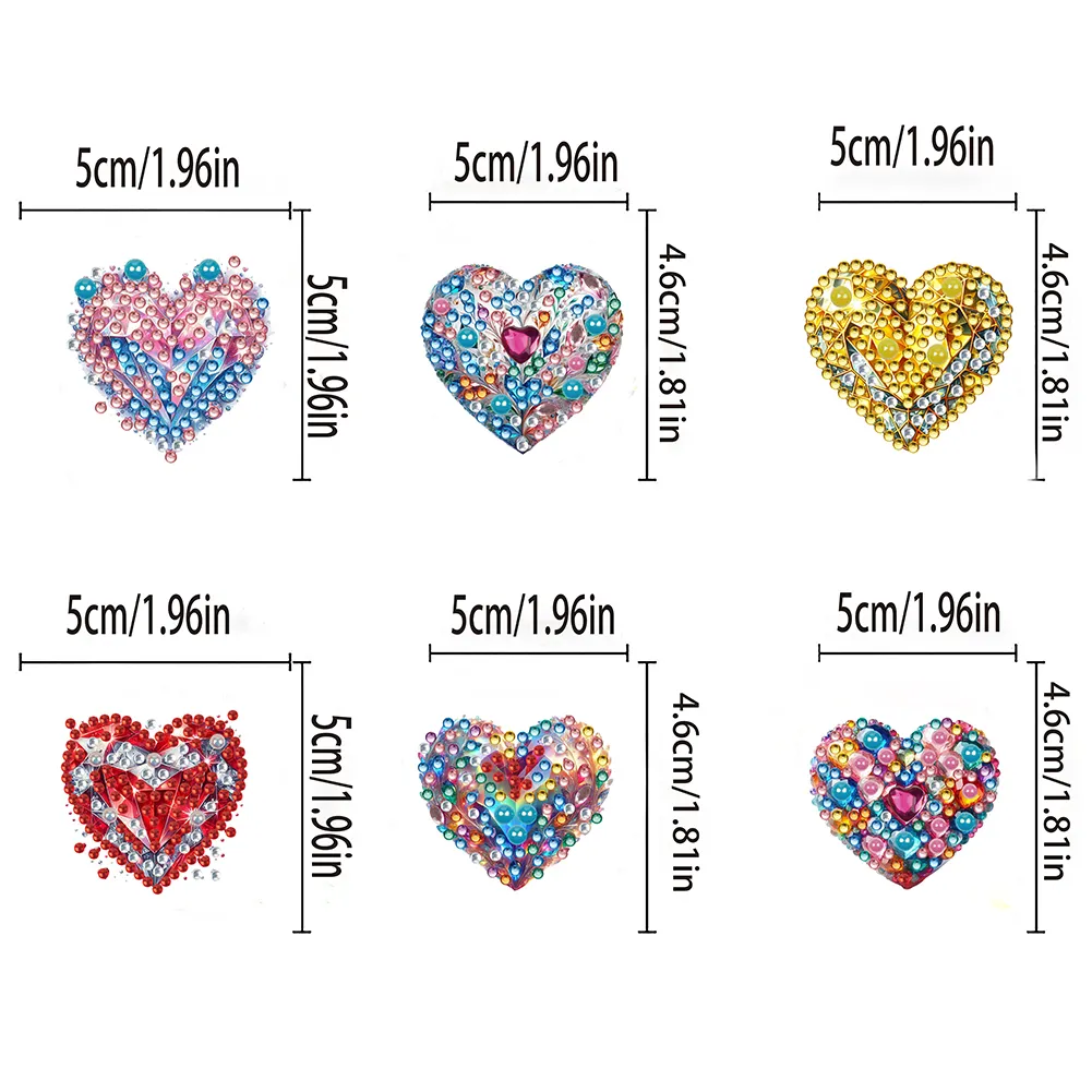 6pcs DIY Heart Acrylic Diamond Painting Sticky Clips for Poster Photo Light