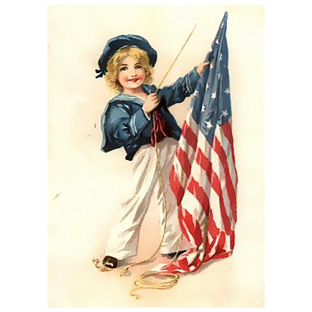 

30*40CM - Round Drill Diamond Painting - Flag Boy, 501 Original