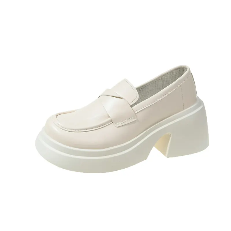Breakj Breakj Small Leather Shoes Women In The Spring Of 2025 New Pine Cake French Retro English Style Lefu Shoes One Foot Single Shoes