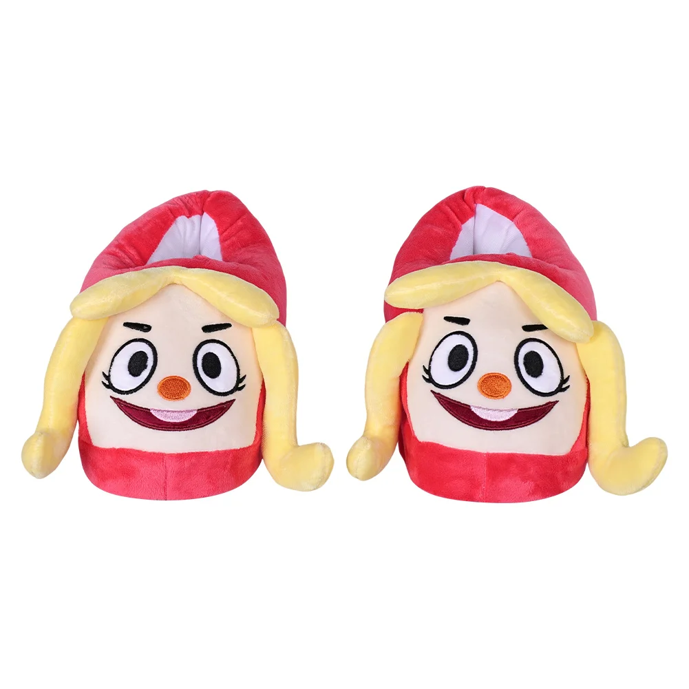 Game Welcome Home Julie Joyful Red Plush Slippers Shoes Cosplay Accessories Halloween Carnival Props