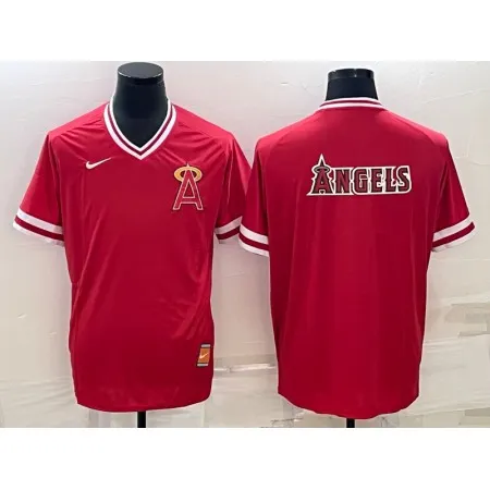 Men's Los Angeles Angels Red Team Big Logo Cool Base Stitched Jersey 3QNO