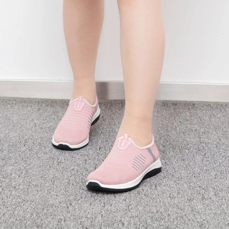 Women Flat Shoes Knit Woman Casual Slip On Vulcanized Shoes Female Mesh Soft Breathable Women's Footwear For Ladies Sneaker