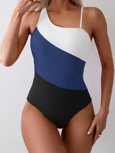 One Shoulder Tummy Control One Piece Swimsuit
