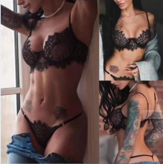Brownm Sex Lingerie Sexy Lingerie Eyelash Lace Three-Point Sex Fun Set