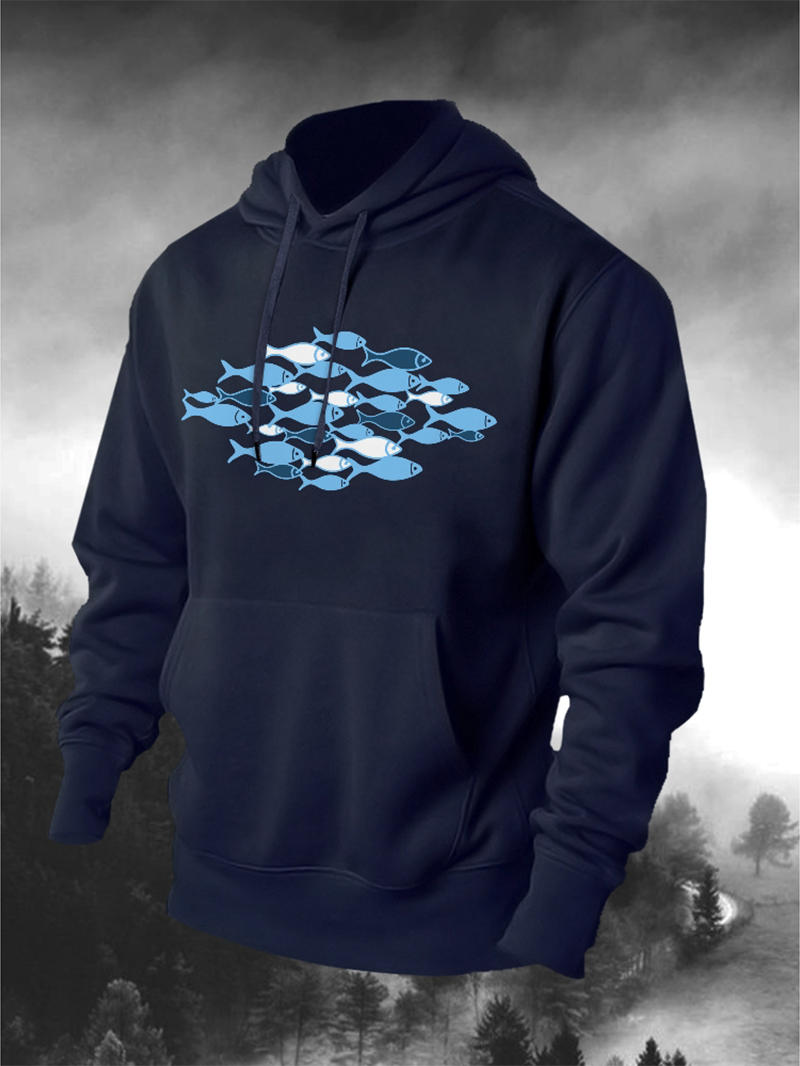 Fish Printed Men's Hoodie