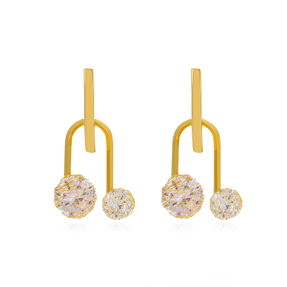 U-Shaped Zirconia Earrings Gold-Plated Earrings