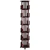 [US Local Warehouse] 6 Tier Bamboo Rotating Bookshelf on Wheels 360 Spinning Book Shelf Tower Round Revolving Bookcase Organizer Rolling Bookshelves for Small Space Corner Bedroom Office