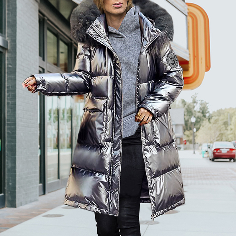 Winter Glossy Mid-length thick padded coat wearshes