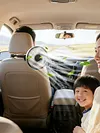 USB Powered Car Fan for Backseat 3 Speeds and 300 Degree Adjustable Vehicle Rear Headrest Fan for Universal Cars SUV Sedan Trucks
