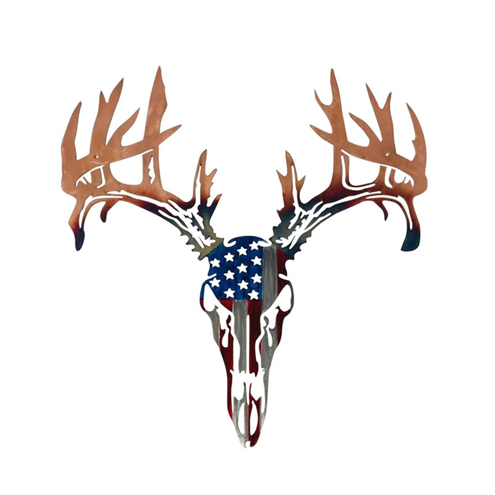 

Metal Deer Wrought Iron Wall Pendant Art Sculpture Outdoor Home Decoration, 501 Original