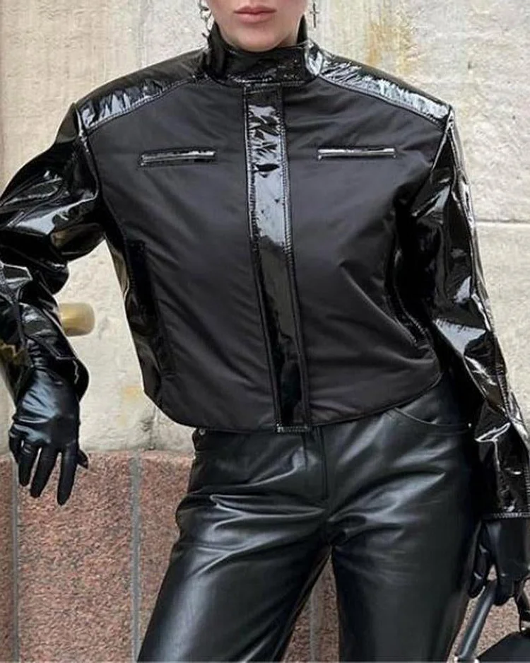 Patent Leather Motorcycle Jacket