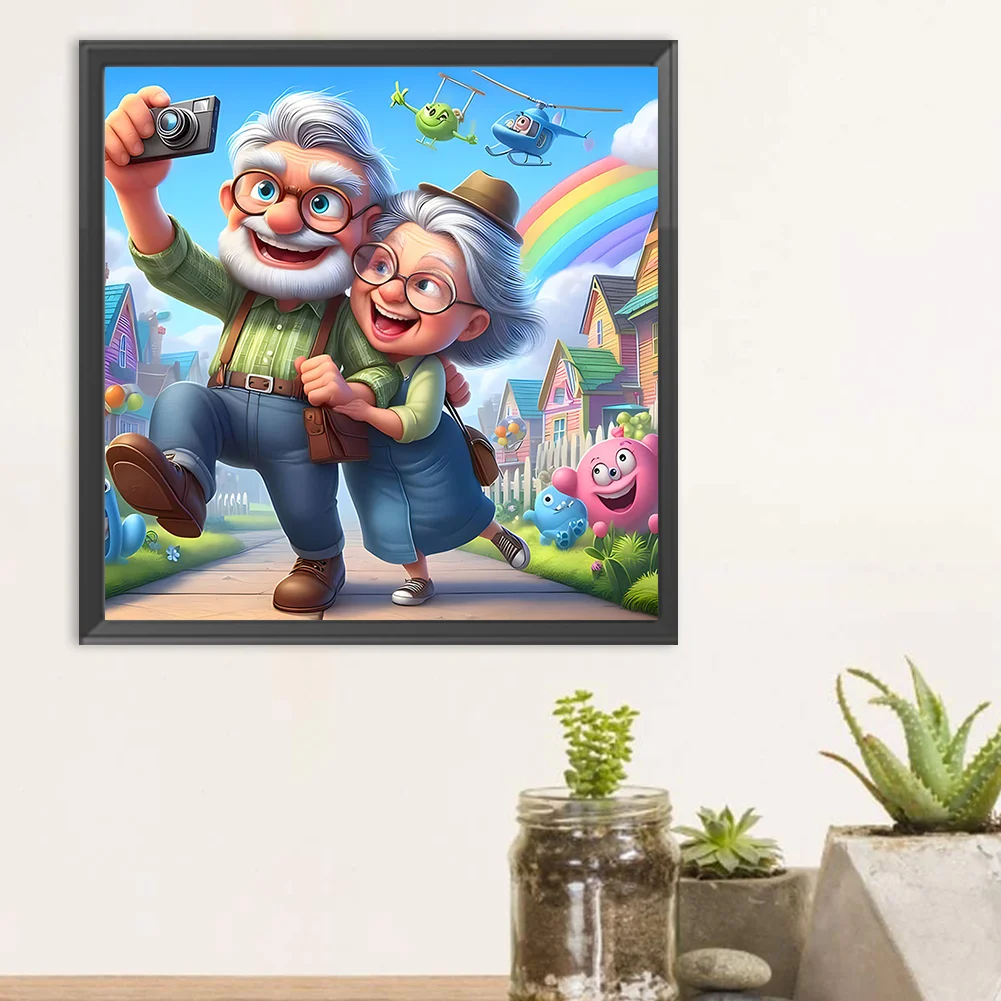 Diamond Painting - Full Round Drill - Old Couple(Canvas|30*30cm)