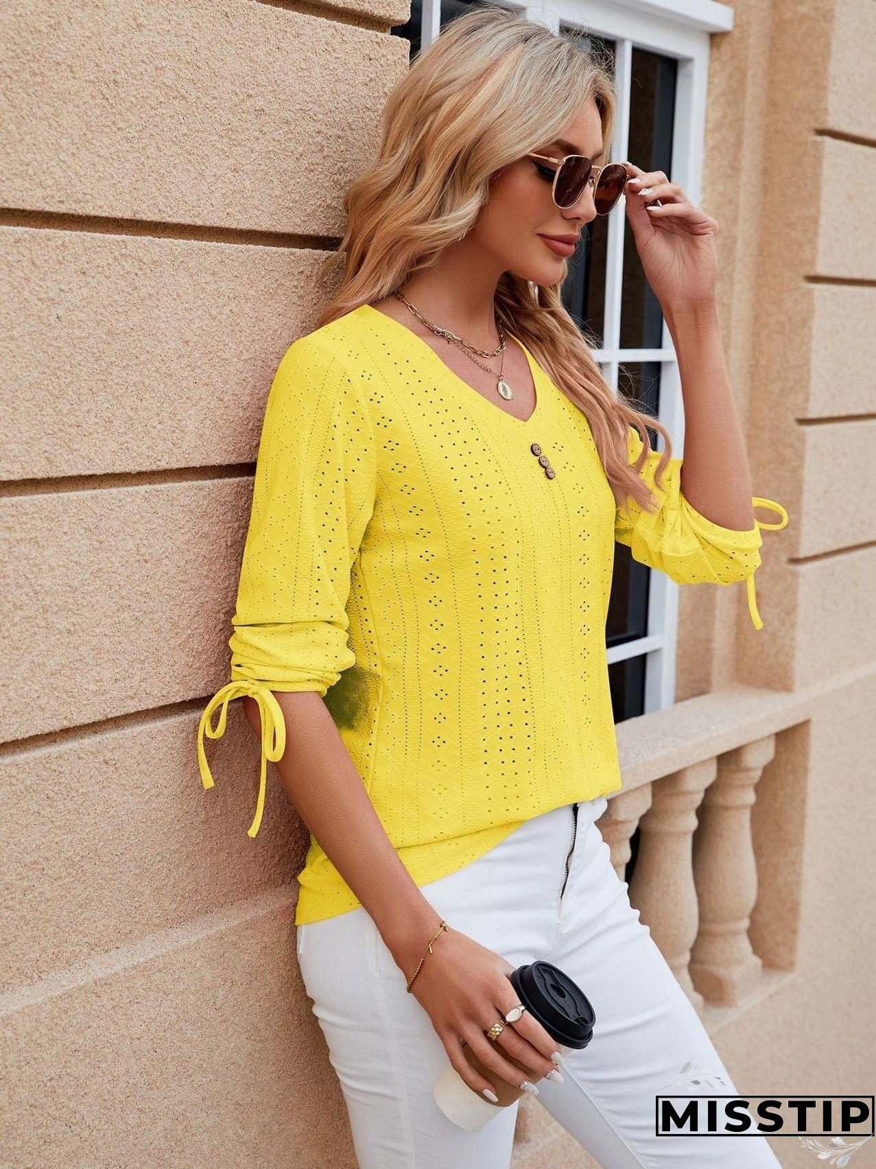 Short Sleeve Mock Neck T-Shirt with Side Slits