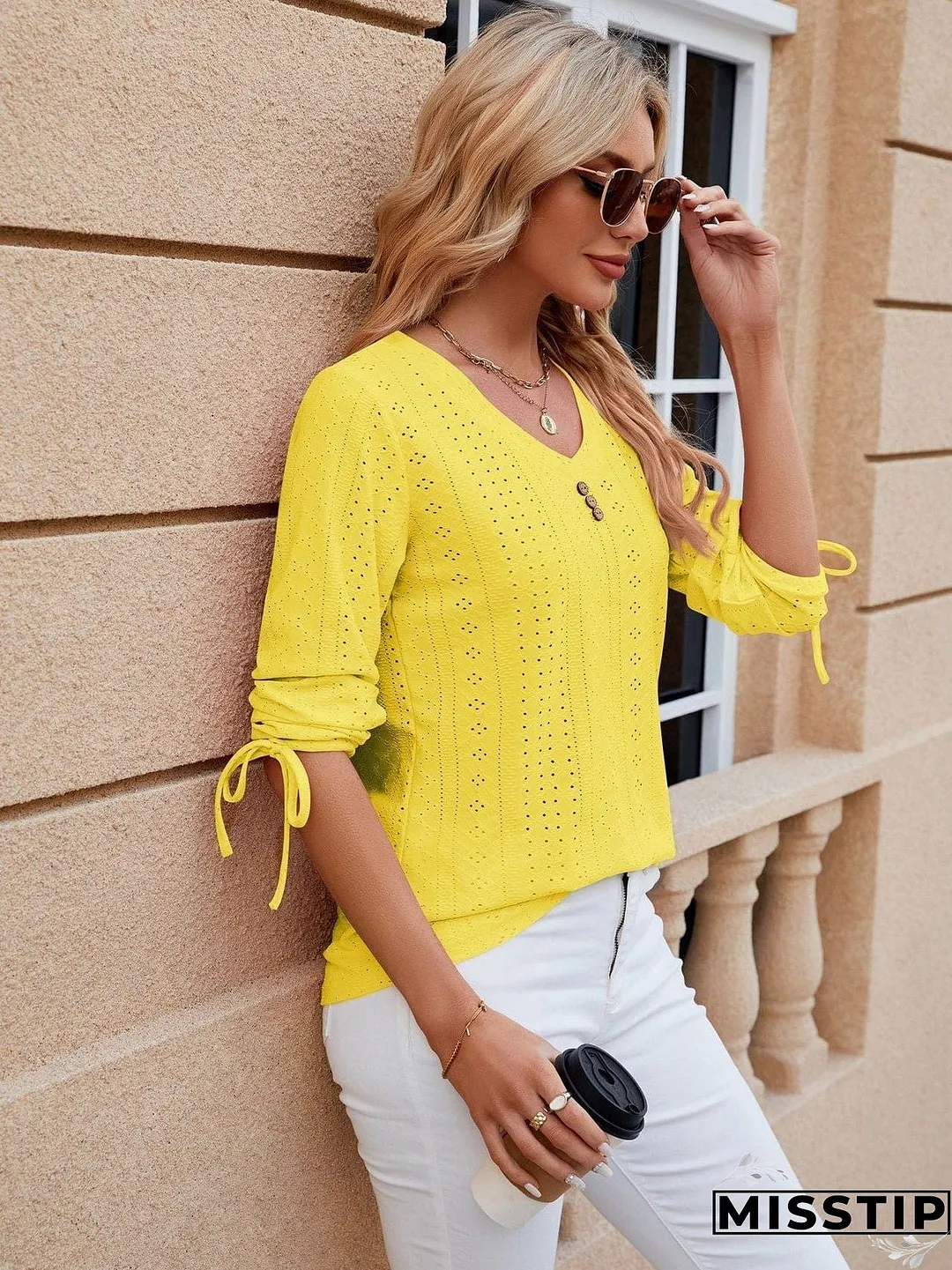 Short Sleeve Mock Neck T-Shirt with Side Slits