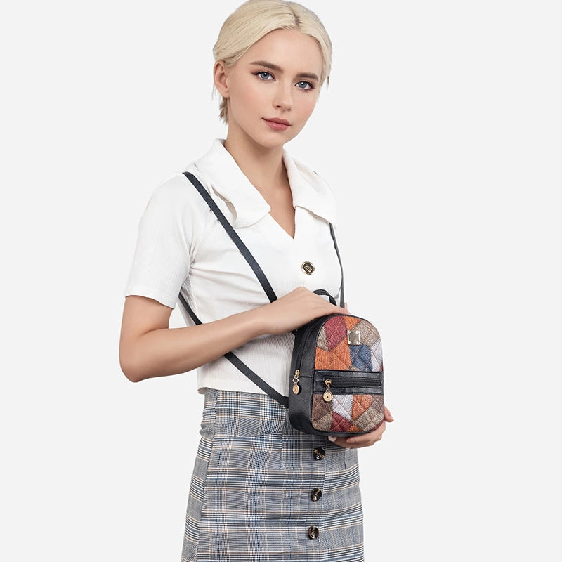 Geometric Color Block School Daily Shopping Women’s Backpack