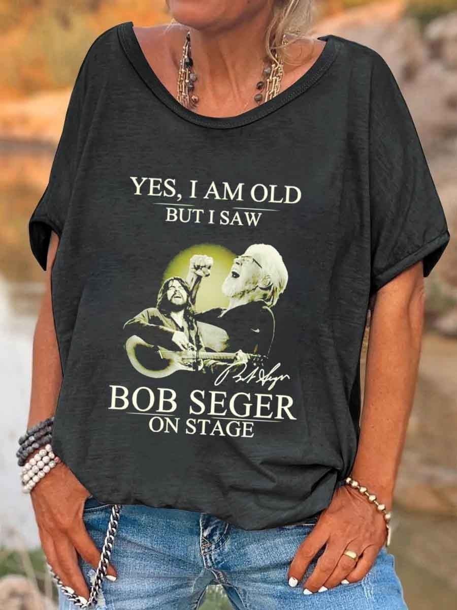 Women I Am Old But Bob Seger On Stage Hippie V Neck Short Sleeve T-shirt