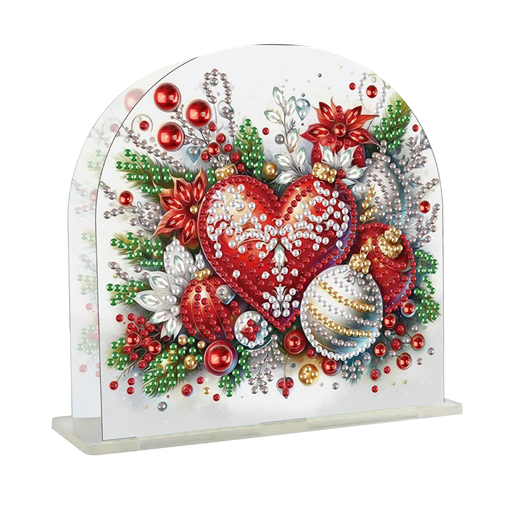 DIY Christmas Heart Acrylic Diamond Art Painting Napkin Holder Set 